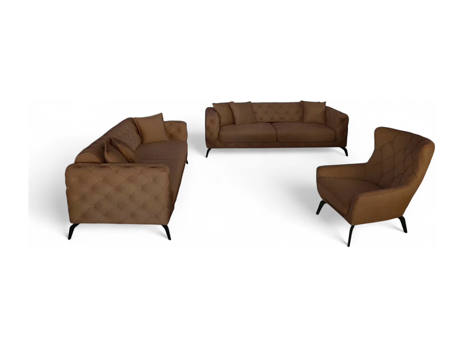 Couchgarnitur Ritz (3+3+1)/Stoffbezug/Braun