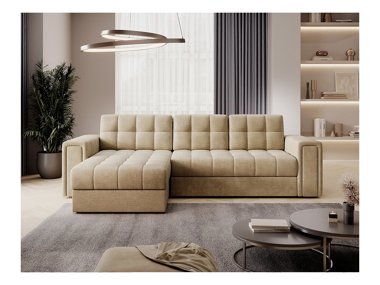 Ecksofa Polo L/Stoffbezug/Beige