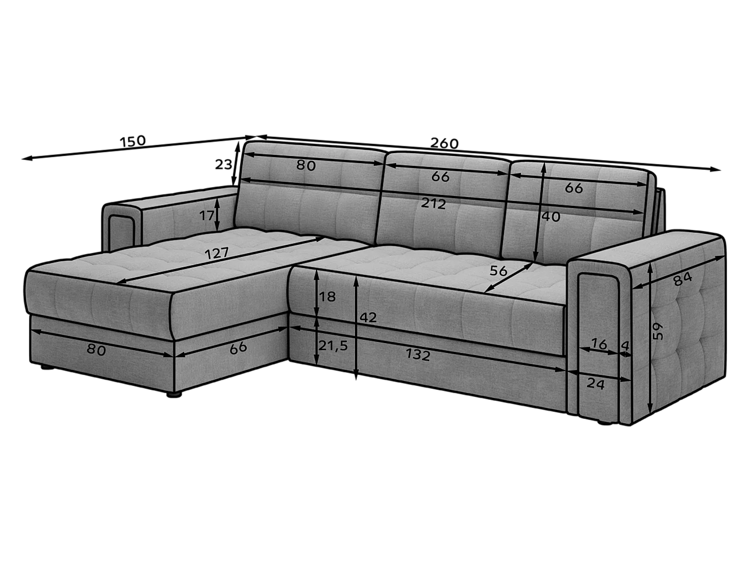 Ecksofa Polo L/Stoffbezug/Beige