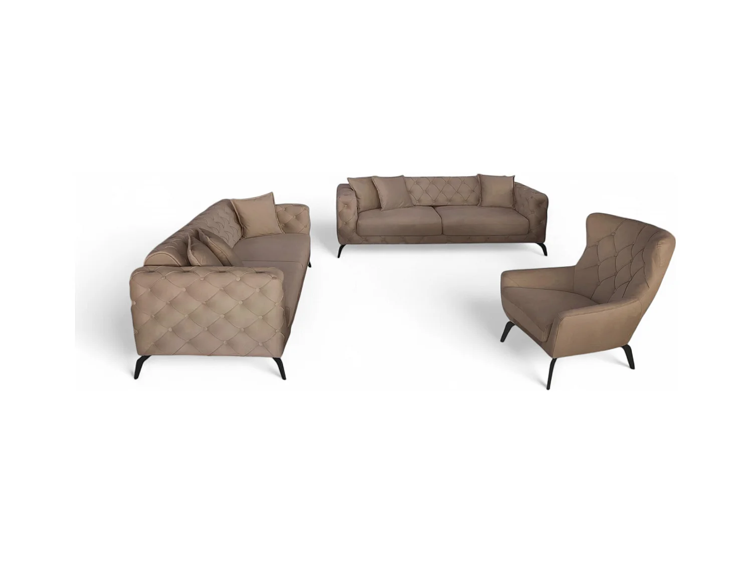 Set divano Ritz (3+3+1)/Tissu/Beige