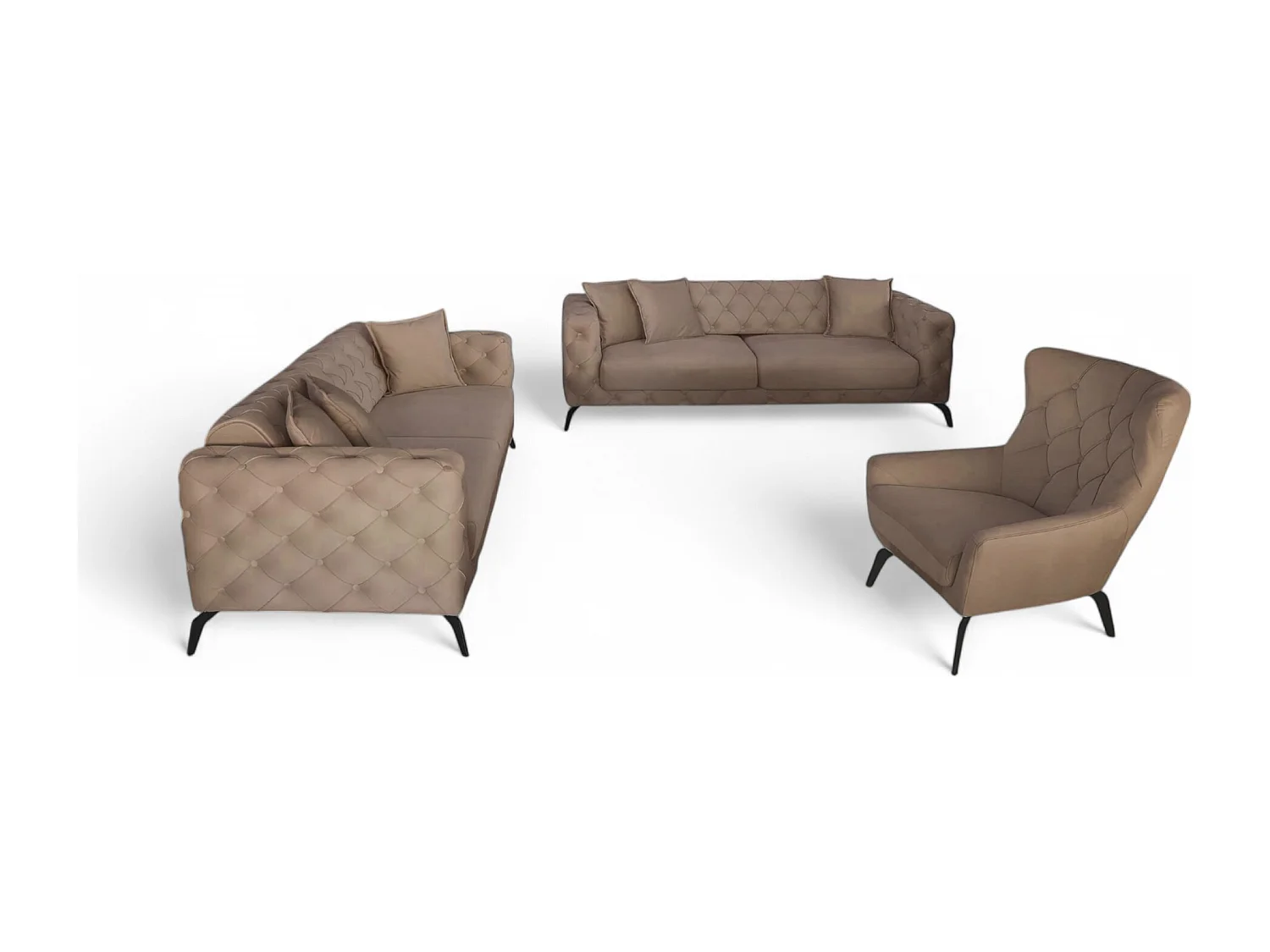 Set divano Ritz (3+3+1)/Tissu/Beige