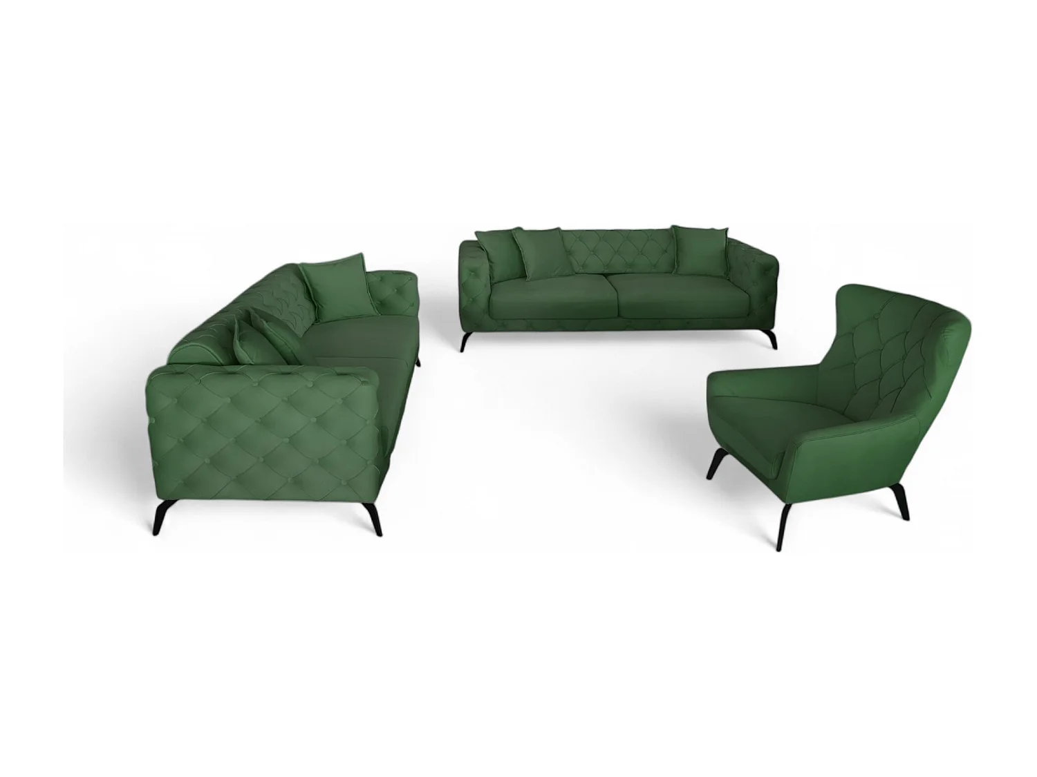 Set divani Ritz (3+2+1)/Tessuto/Verde