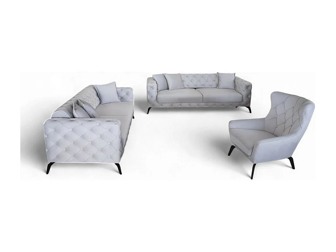 Ensemble canapé Ritz (3+2+1)/Tissu/Gris