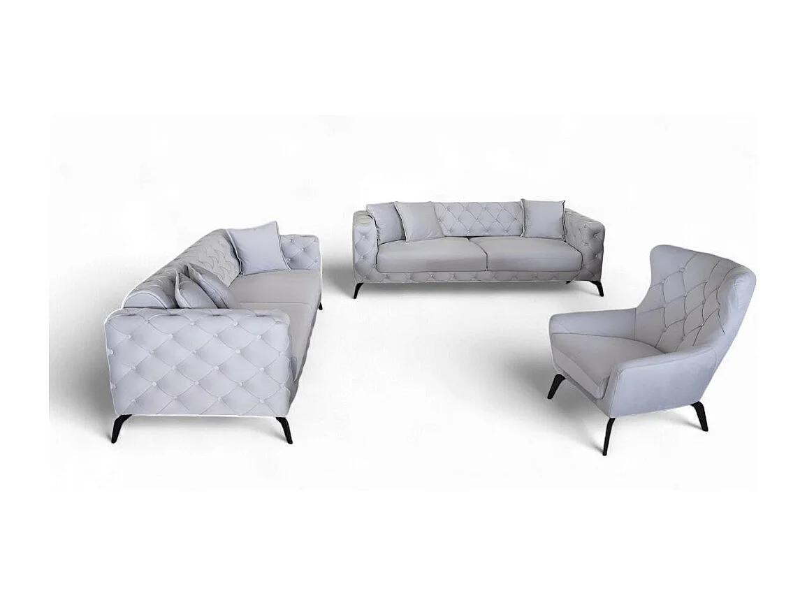 Couchgarnitur Ritz (3+2+1)/Stoffbezug/Grau