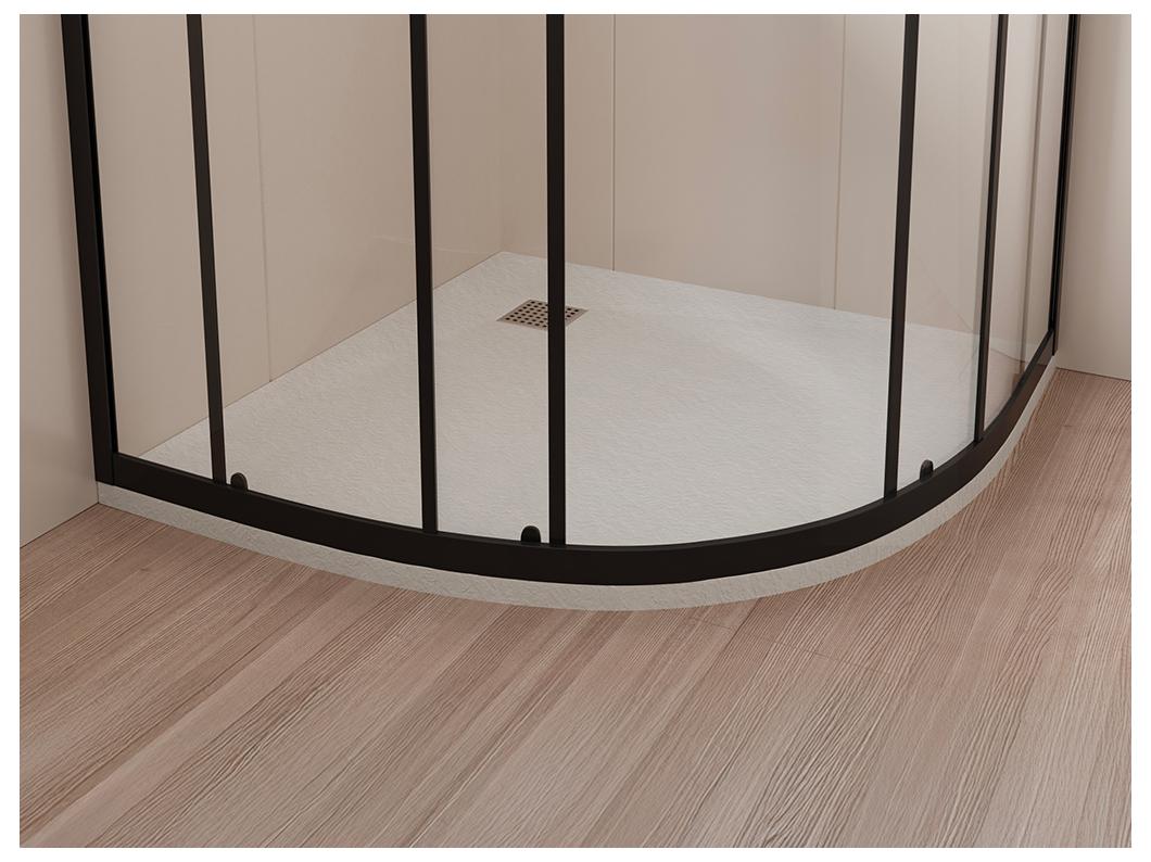 Receveur extra-plat à poser ou à encastrer découpable en résine SMC en quart de cercle - Blanc - 80 x 80 cm - SYFORSA
