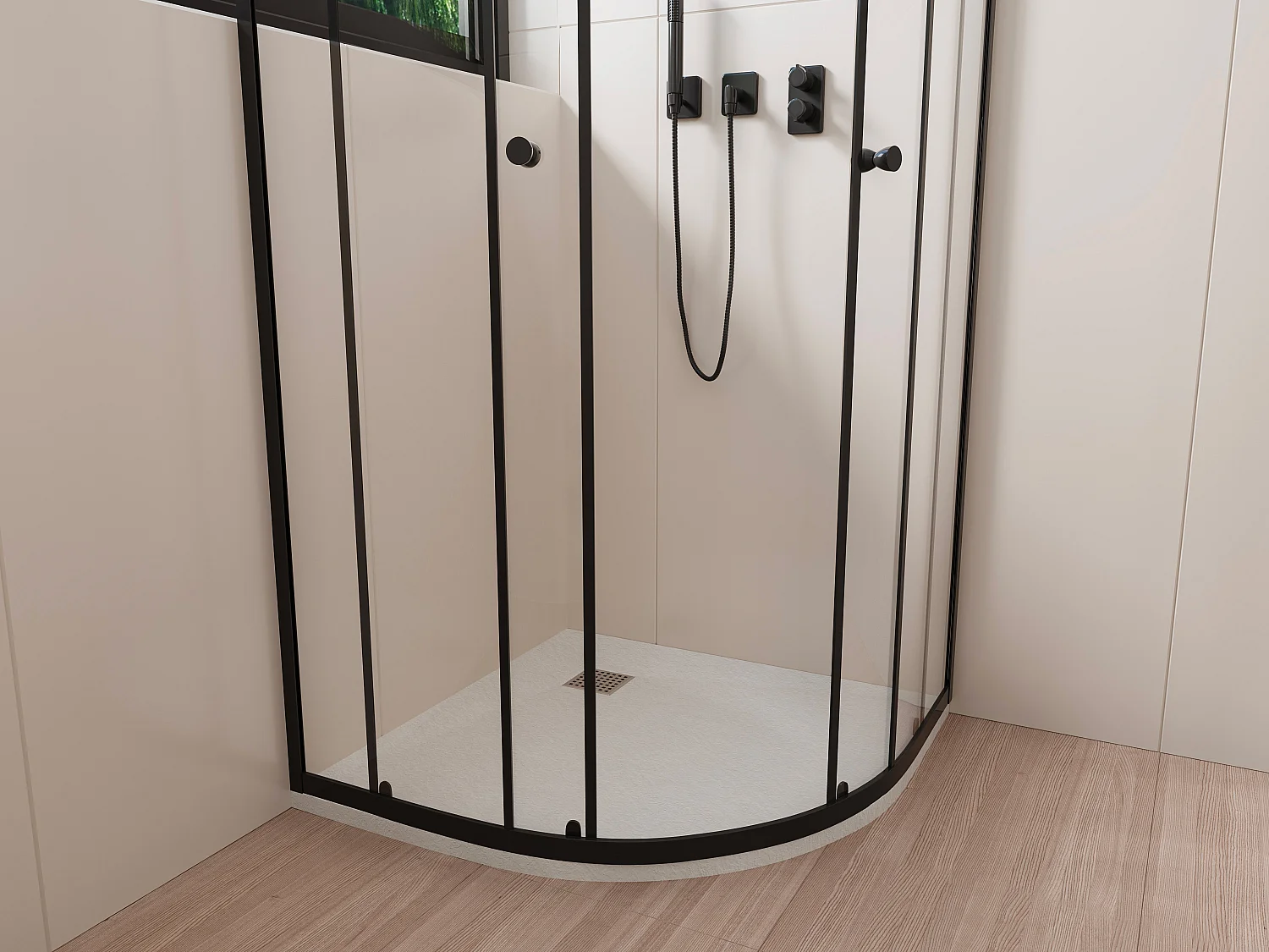 Receveur de douche extra plat à poser ou à encastrer recoupable en résine SMC en quart de cercle - Blanc - 90 x 90 cm - SYFORSA
