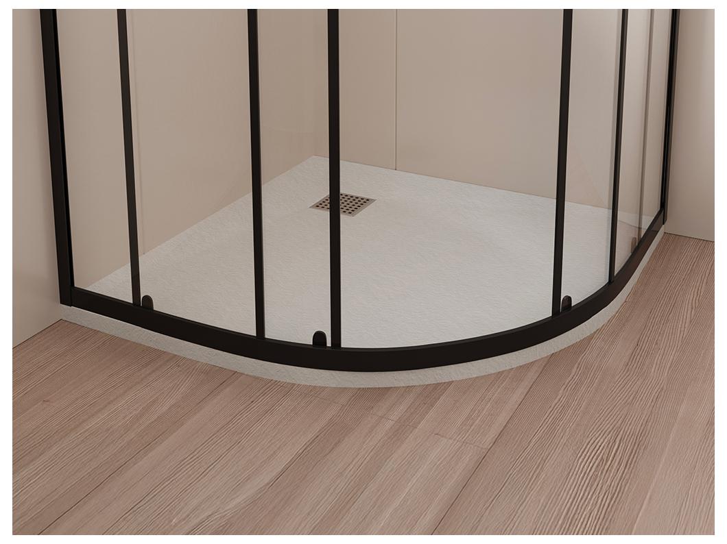 Plato de ducha extra plano para colocar o encastrar recortable en resina SMC en cuarto de círculo - Blanco - 90 x 90 cm - SYFORSA