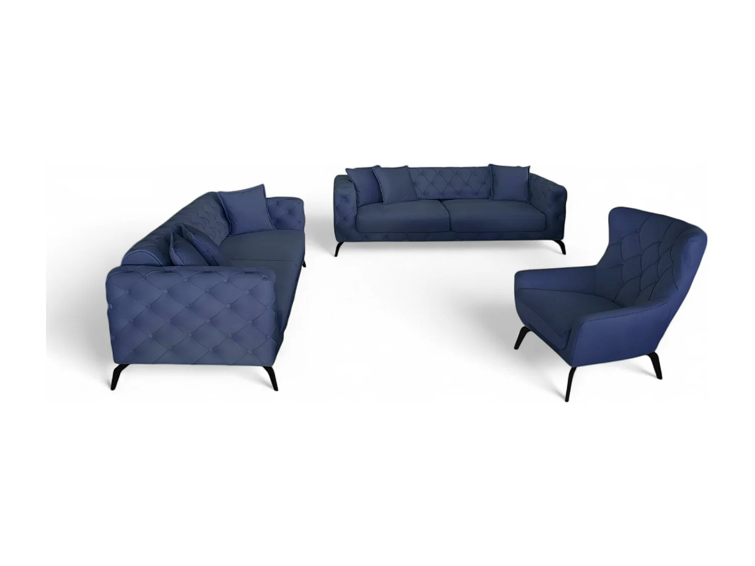 Ensemble canapé Ritz (3+2+1)/Tissu/Bleu