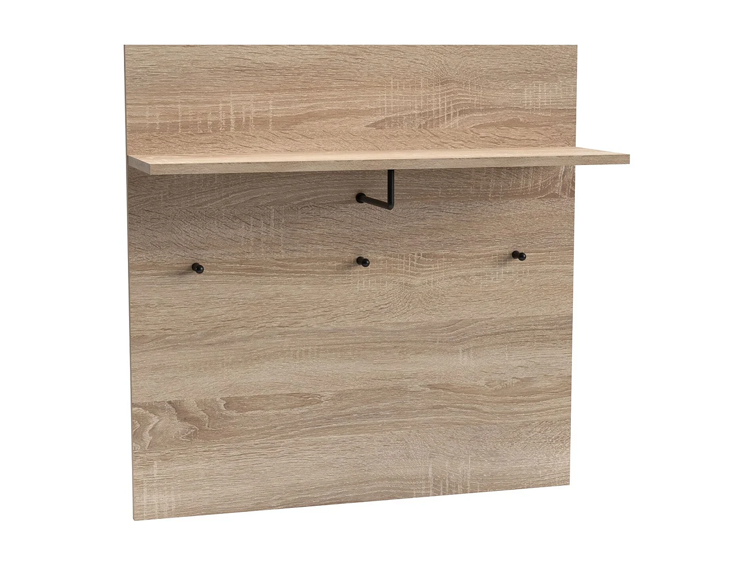 Portemanteau mural avec étagère et 3 patères Irysel 80x80cm Bois sonoma