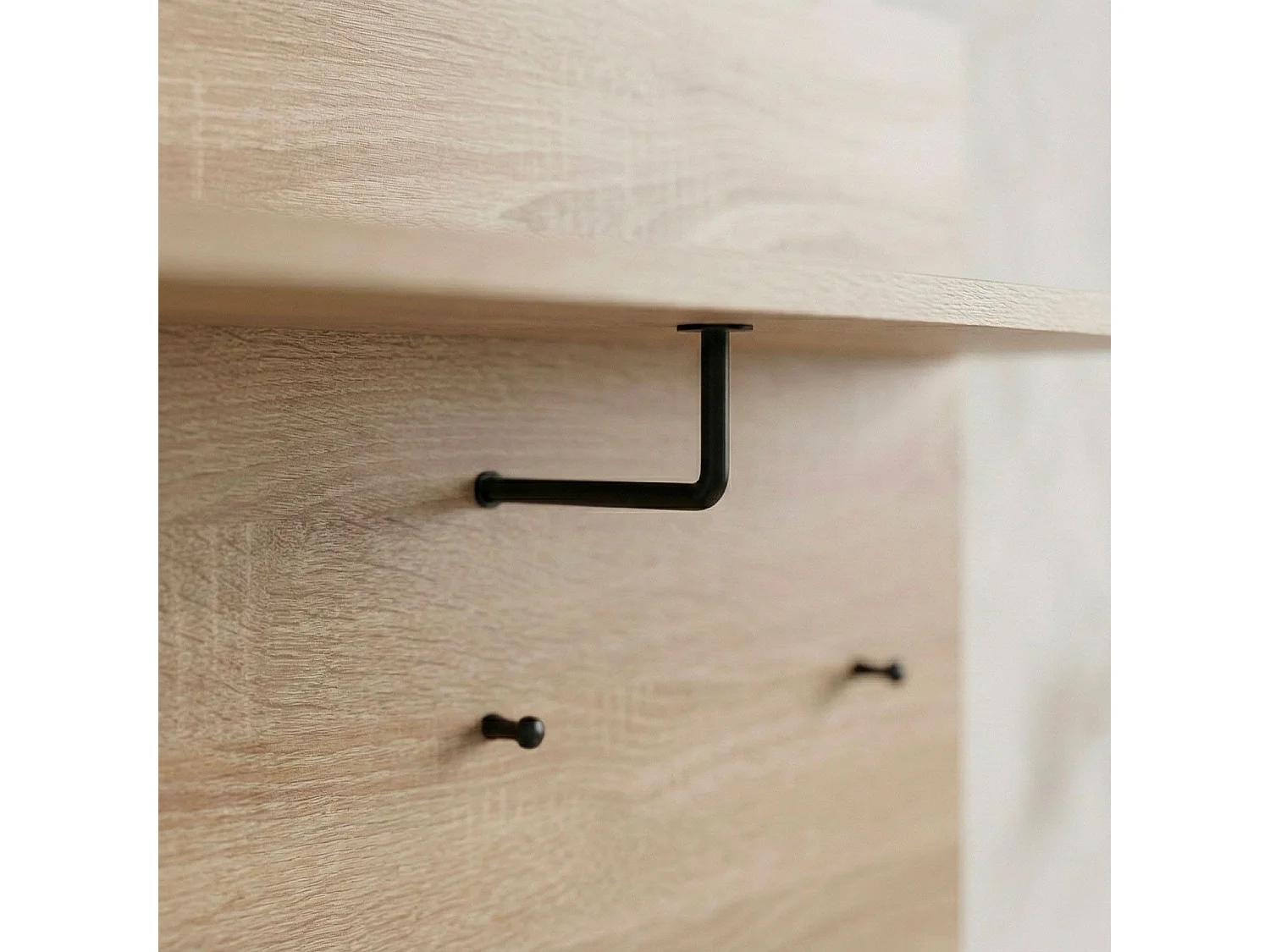 Portemanteau mural avec étagère et 3 patères Irysel 80x80cm Bois sonoma