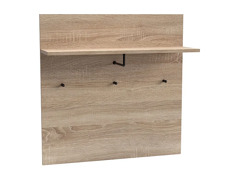 Portemanteau mural avec étagère et 3 patères Irysel 80x80cm Bois sonoma