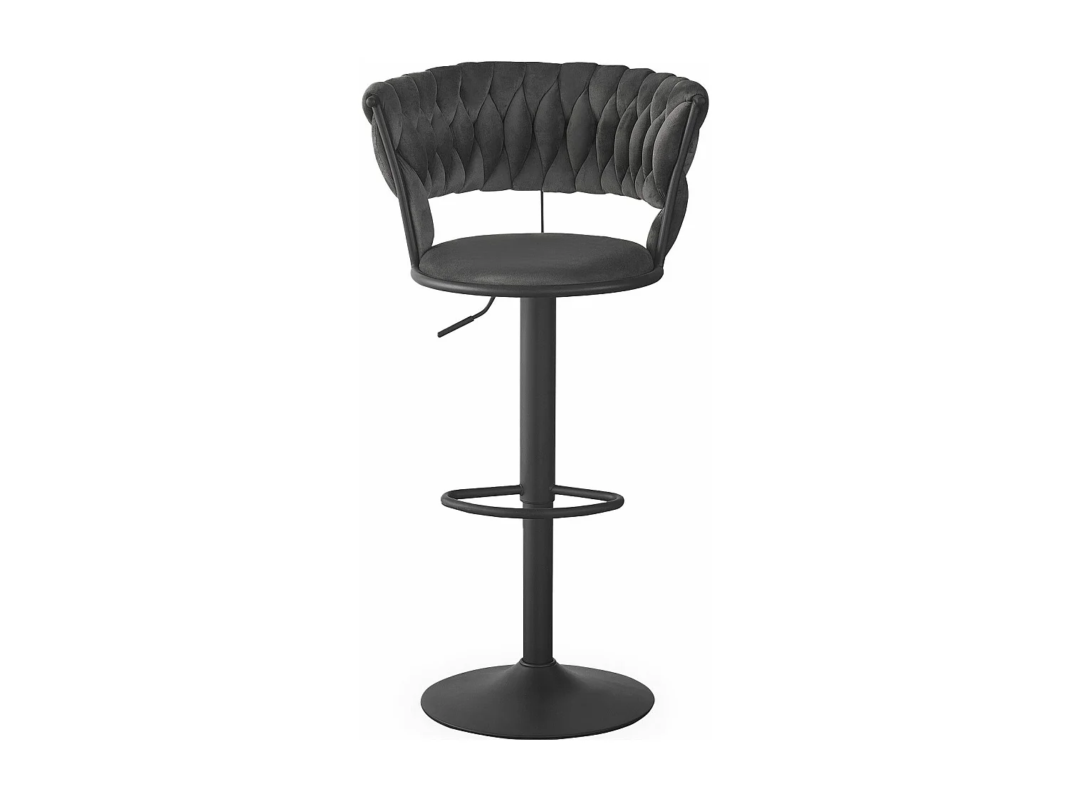 Lot de 2 chaises de bar dossier arrondi style maillage Xenox Velours Gris et Métal Noir