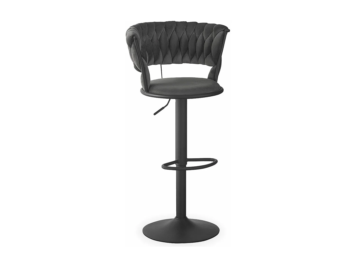 Lot de 2 chaises de bar dossier arrondi style maillage Xenox Velours Gris et Métal Noir