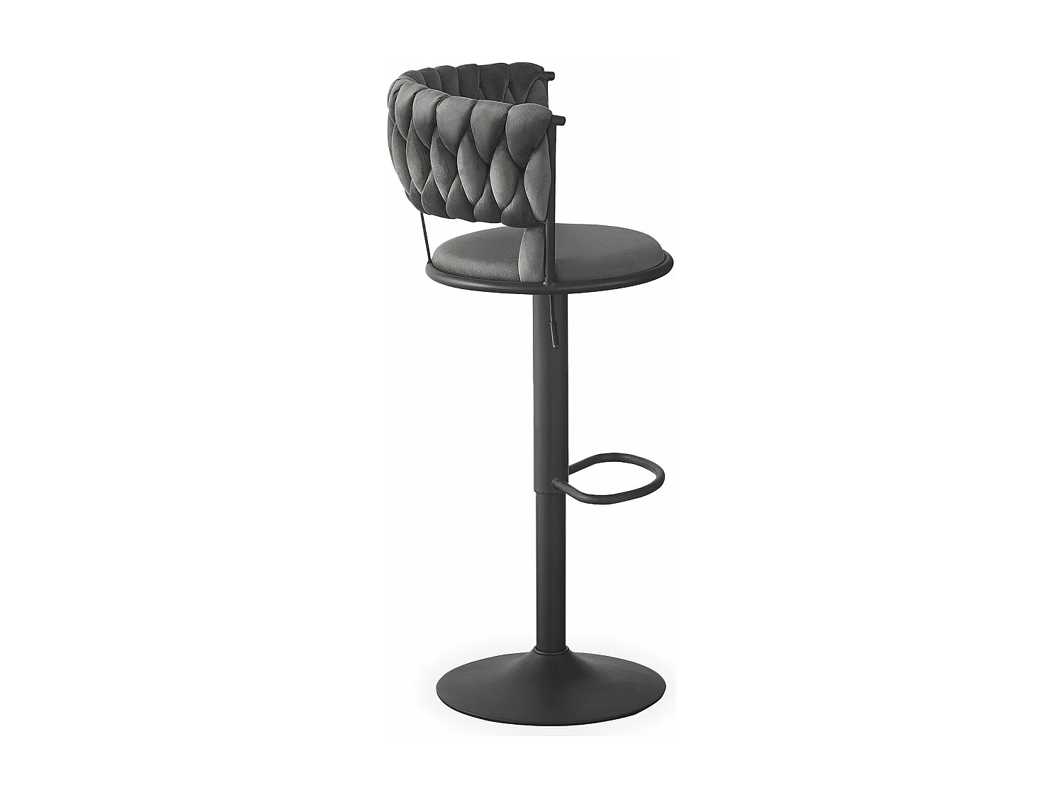 Lot de 2 chaises de bar dossier arrondi style maillage Xenox Velours Gris et Métal Noir