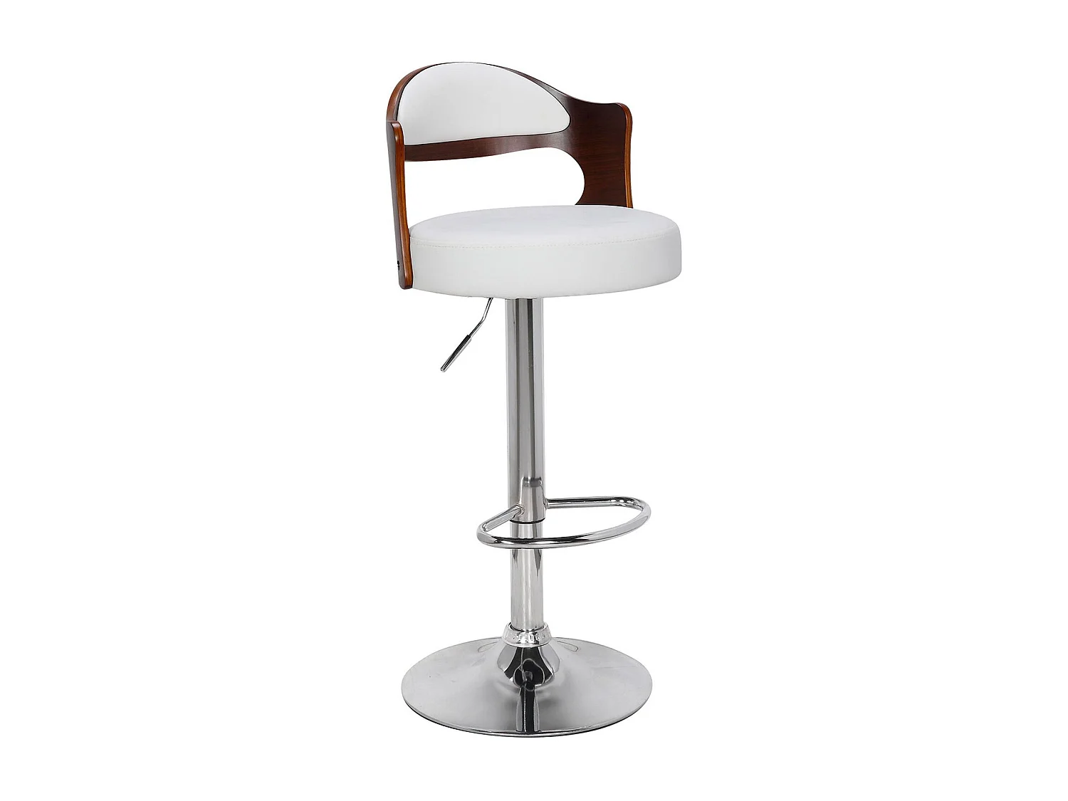 Lot de 6 chaises de bar Ruben Bois Noisette et Simili Blanc