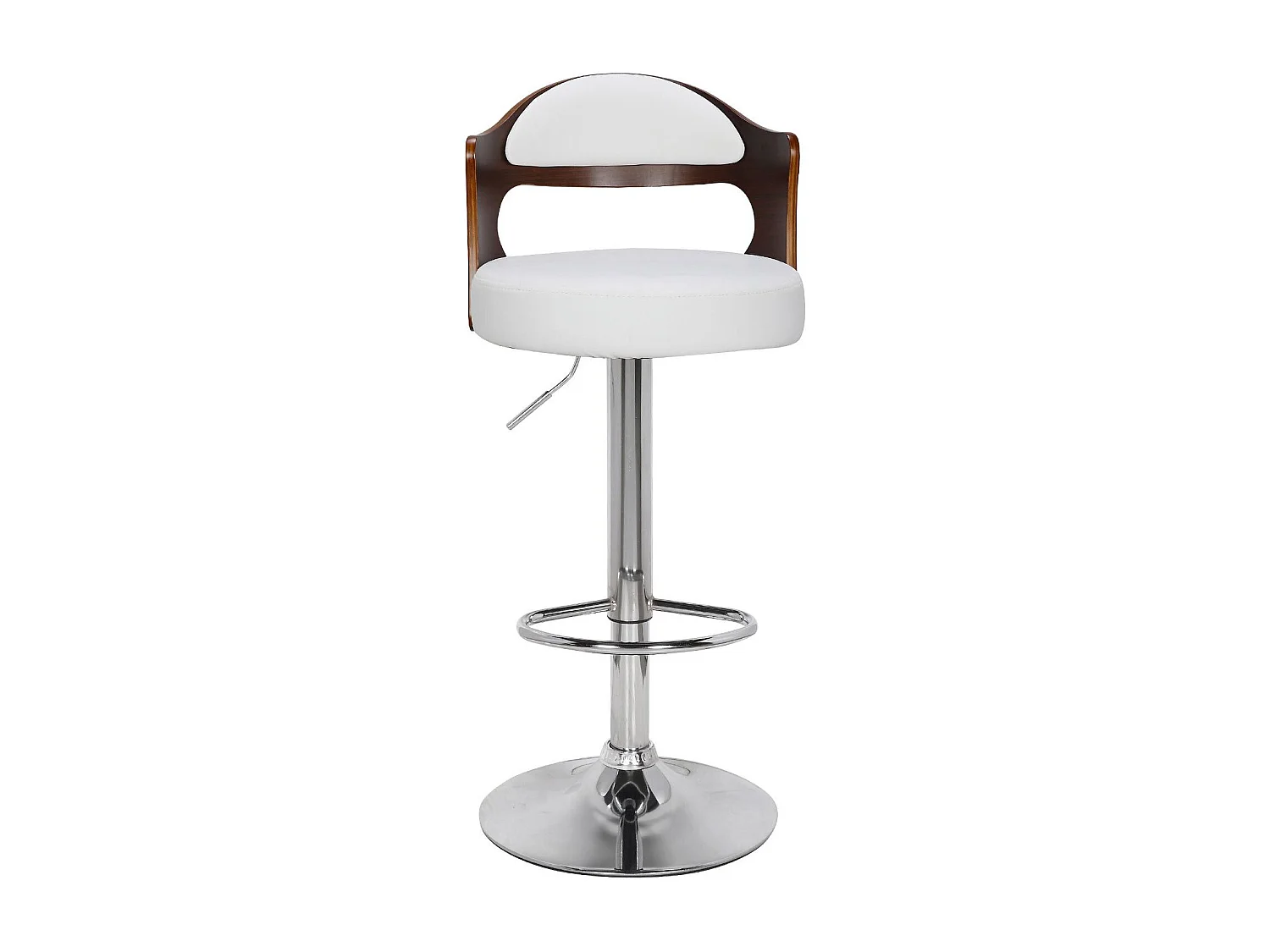 Lot de 6 chaises de bar Ruben Bois Noisette et Simili Blanc