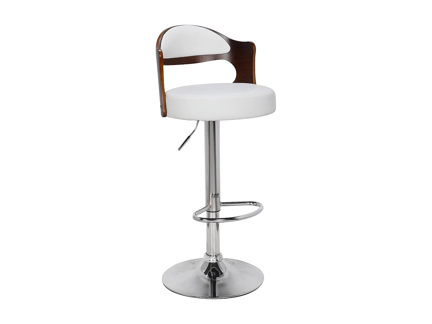 Lot de 6 chaises de bar Ruben Bois Noisette et Simili Blanc