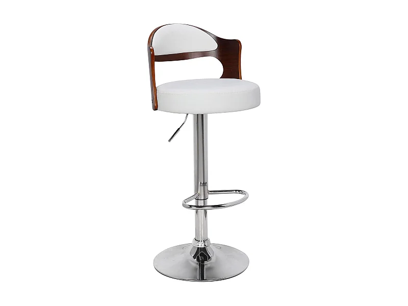 Lot de 6 chaises de bar Ruben Bois Noisette et Simili Blanc