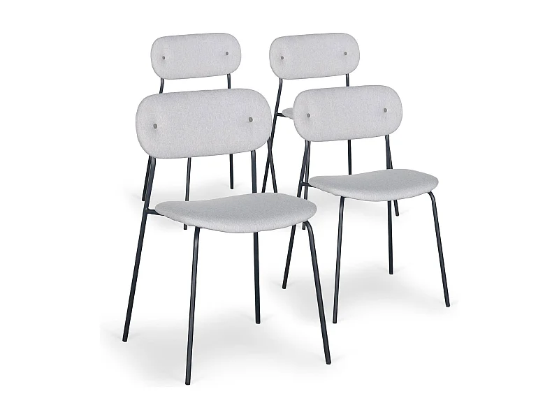 Lot de 4 chaises modernes Stellair Tissu Gris