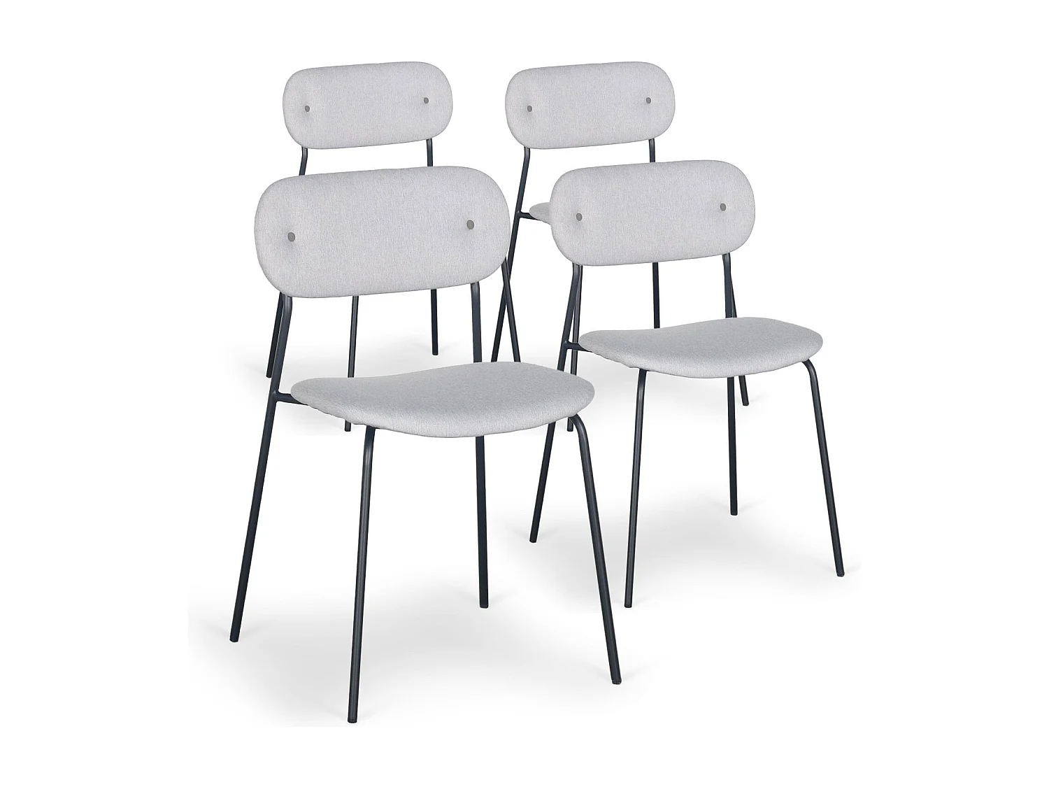 Lot de 4 chaises modernes Stellair Tissu Gris