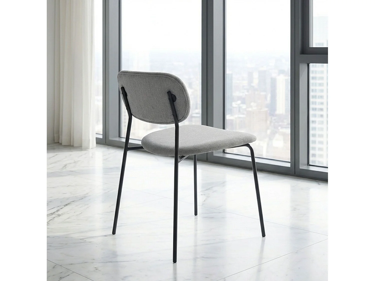 Lot de 4 chaises modernes Stellair Tissu Gris