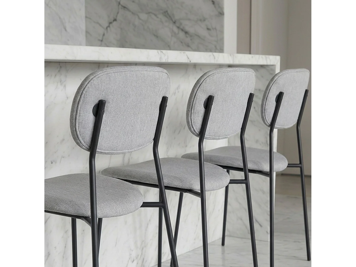 Lot de 4 chaises modernes Stellair Tissu Gris