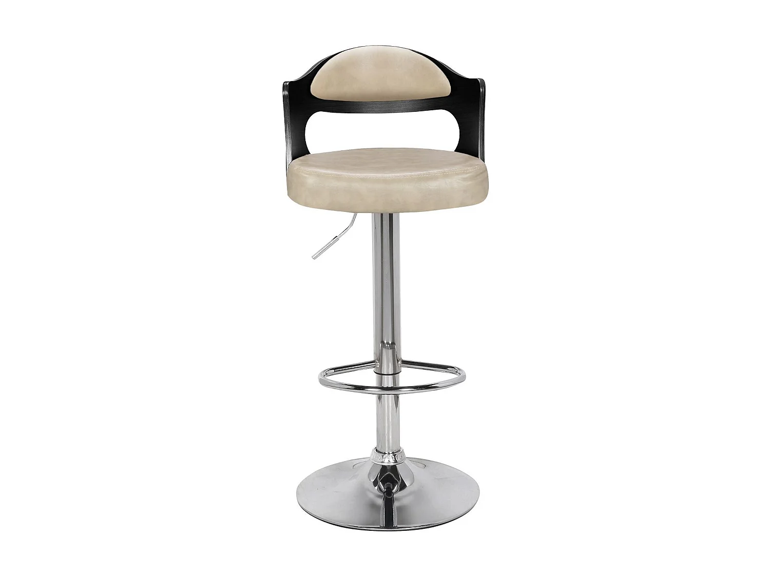 Lot de 6 chaises de bar Ruben Bois Noir et Simili Crème