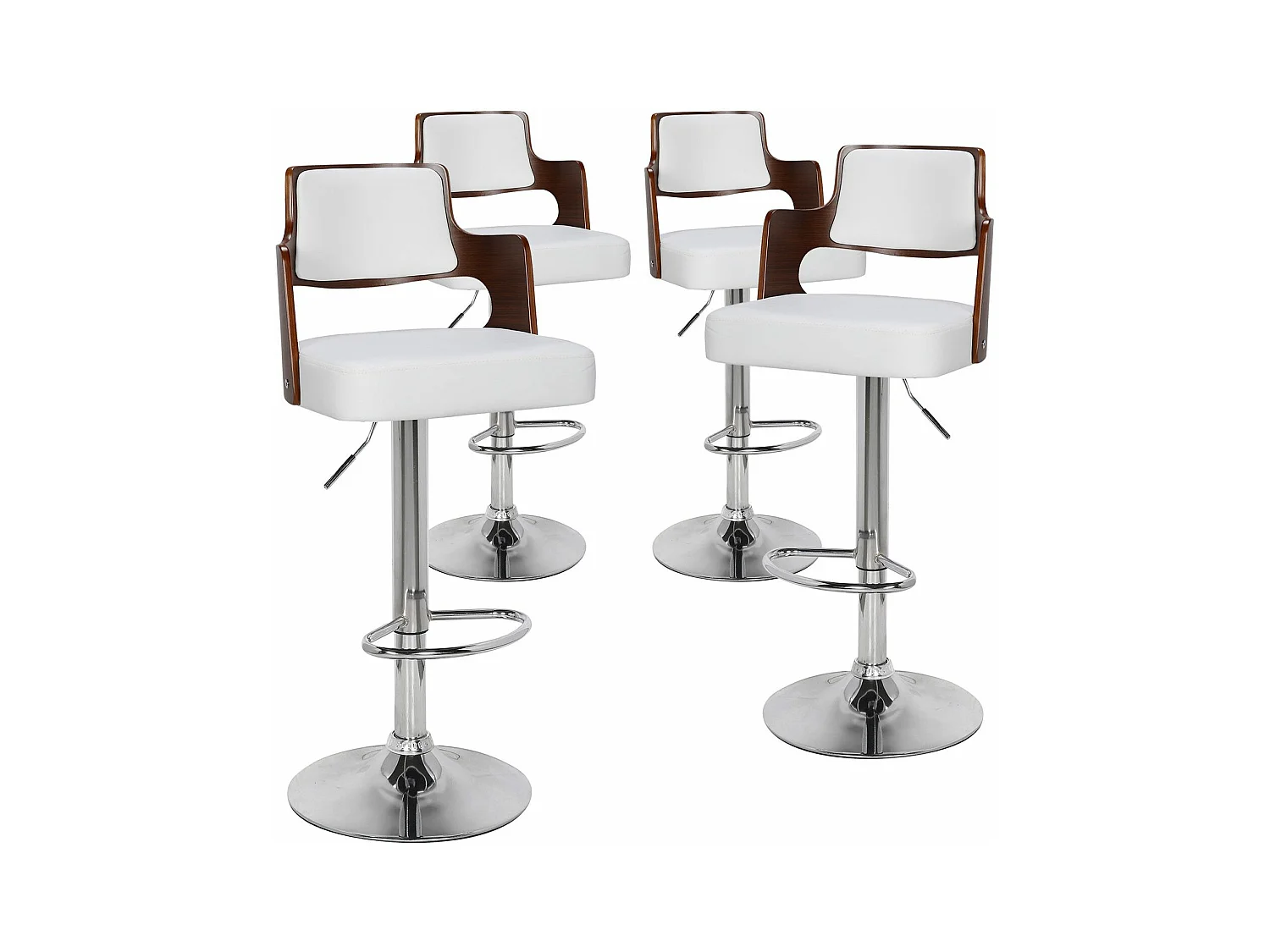 Lot de 4 chaises de bar Russel Bois noisette et Blanc