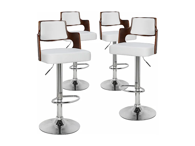 Lot de 4 chaises de bar Russel Bois noisette et Blanc