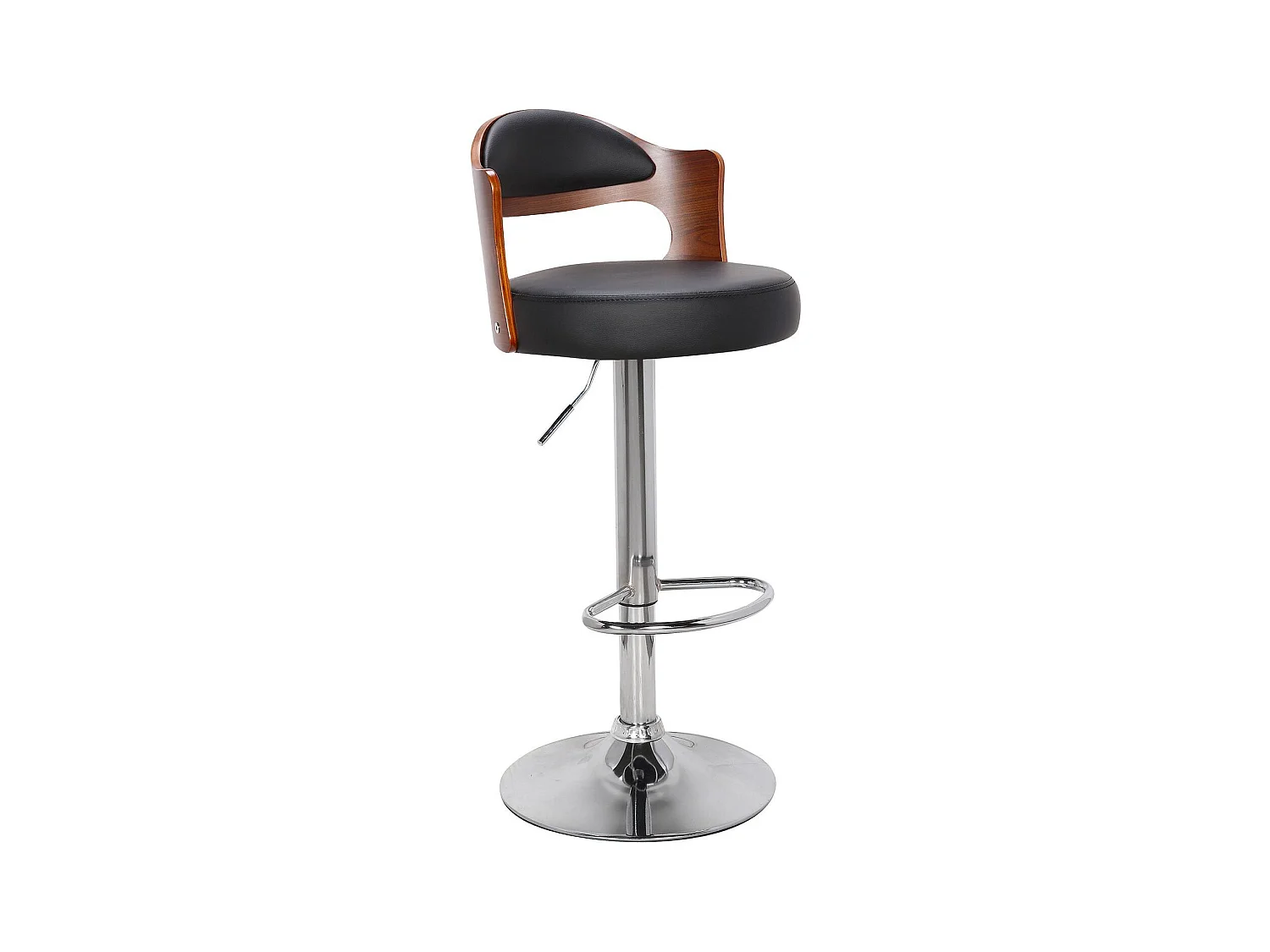 Lot de 6 chaises de bar Ruben Bois Noisette et Simili Noir