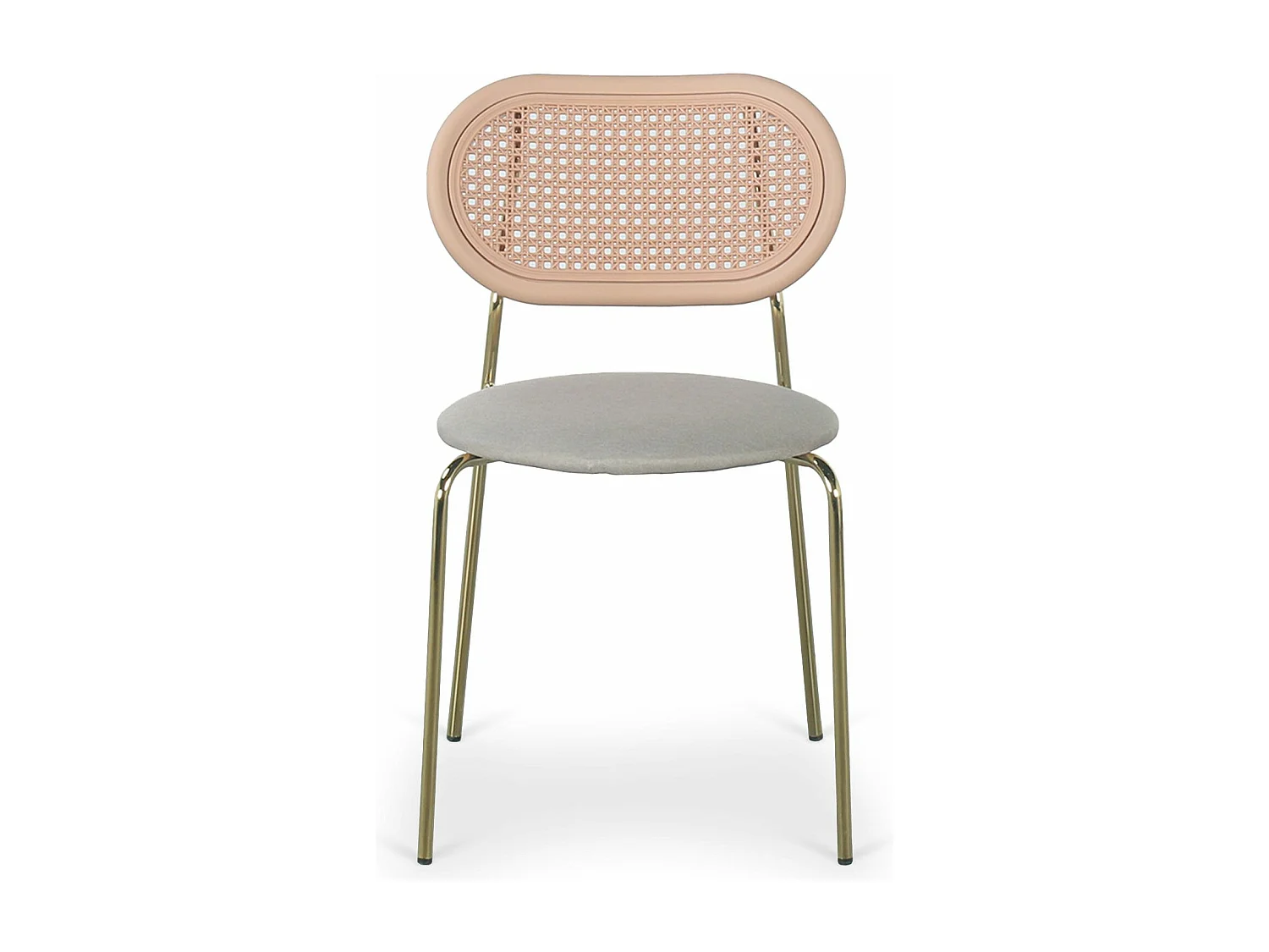 Lot de 4 chaises empilables effet cannage Bertille Métal Or et Tissu Beige