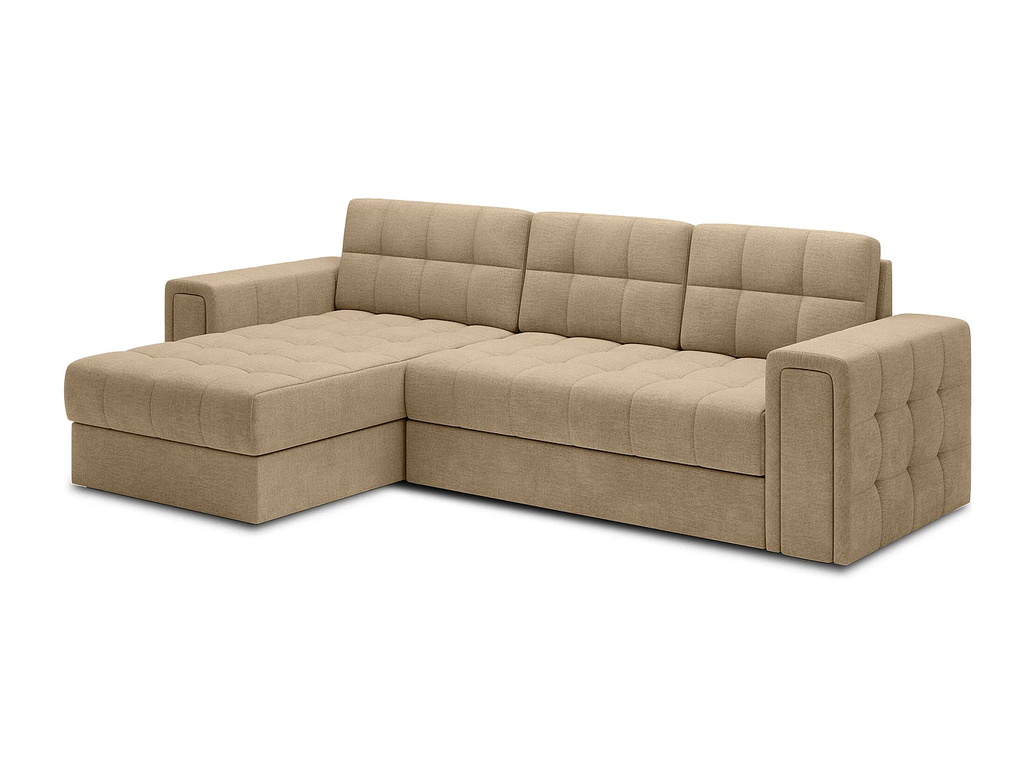 Klumann omkeerbare en converteerbare hoekbank – Elegantie en functionaliteit gecombineerd-Kleur Donker beige