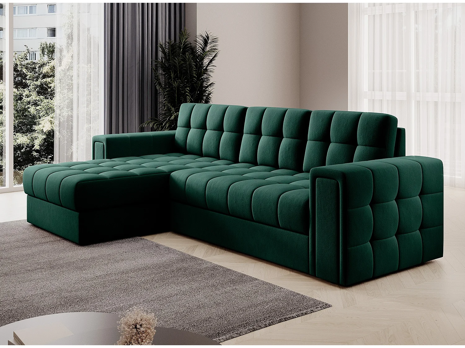 Klumann omkeerbare en converteerbare hoekbank – Elegantie en functionaliteit gecombineerd-Kleur Donker beige