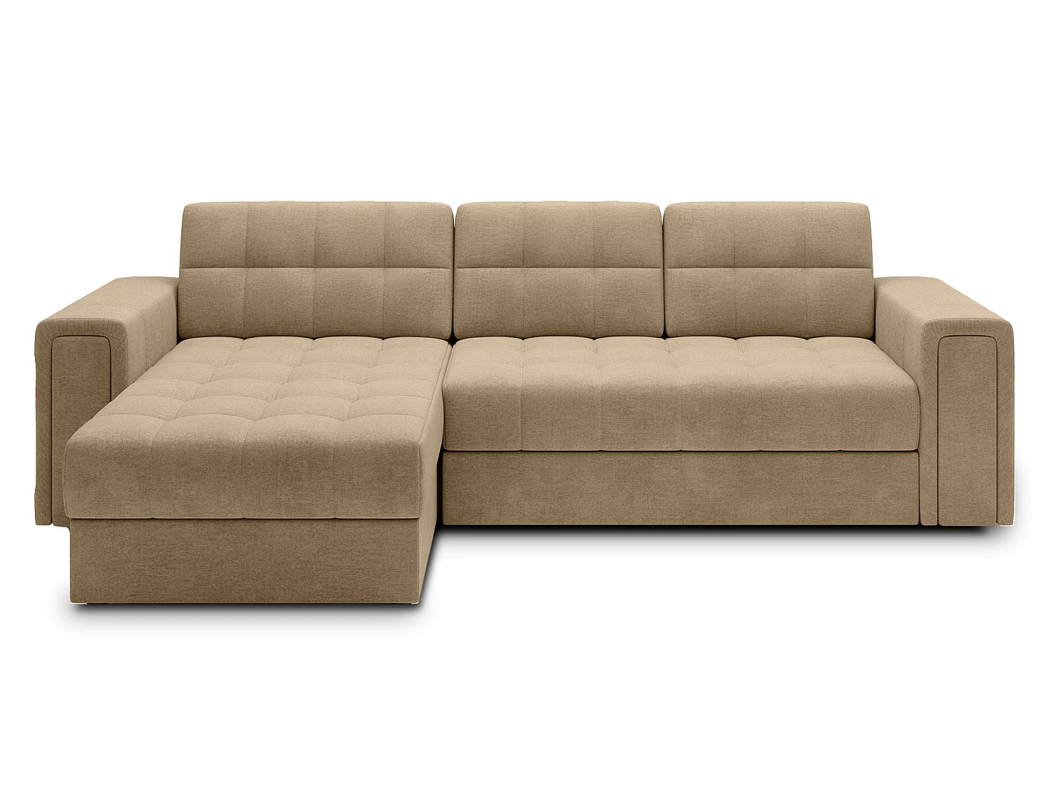 Canapé d’angle réversible convertible KLUMANN en velours – 260cm-Beige foncé