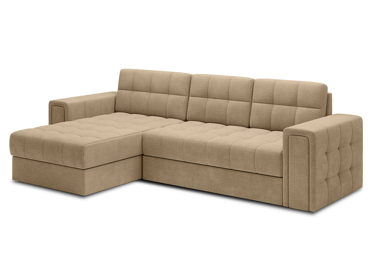 Canapé d’angle réversible convertible KLUMANN en velours – 260cm-Beige foncé