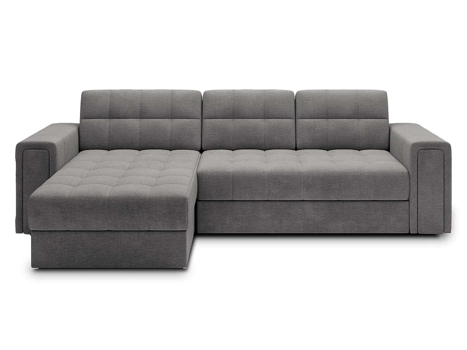 Canapé d’angle réversible convertible KLUMANN en velours – 260cm-Gris