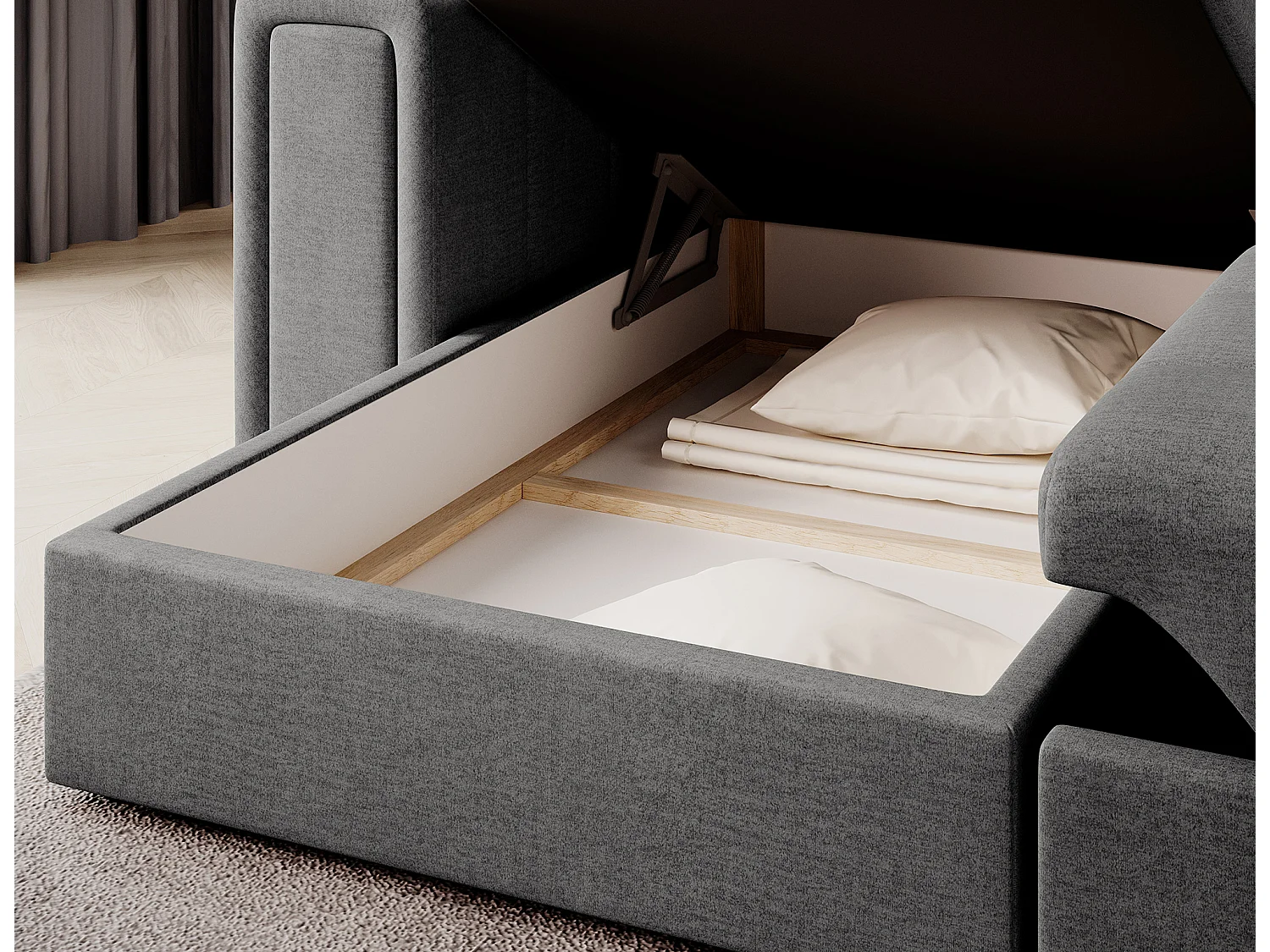 Canapé d’angle réversible convertible KLUMANN en velours – 260cm-Gris