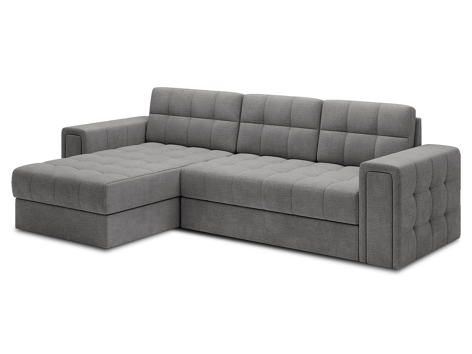 Canapé d’angle réversible convertible KLUMANN en velours – 260cm-Gris