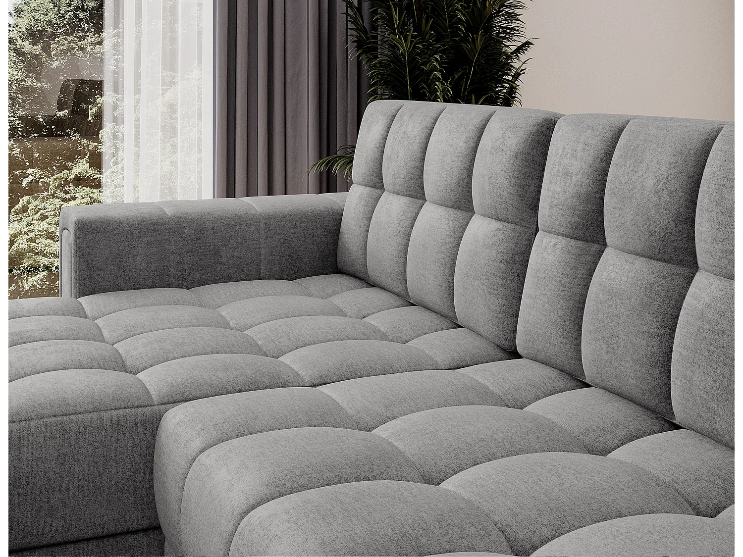 Canapé d’angle réversible convertible KLUMANN en velours – 260cm-Gris