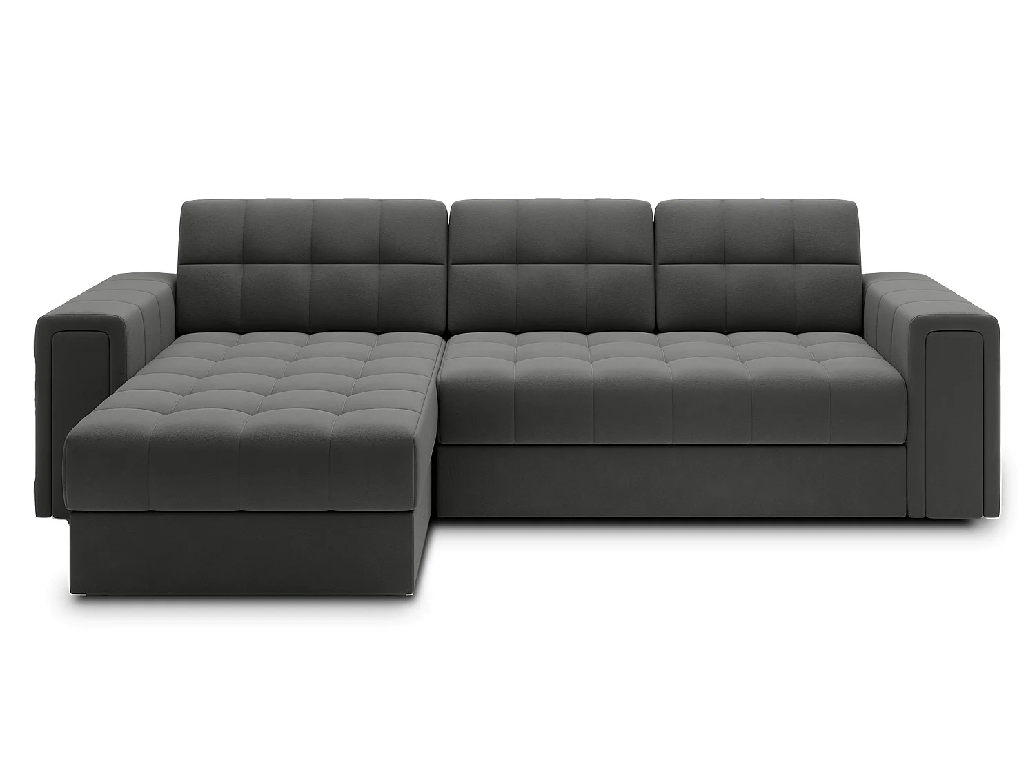 Canapé d’angle réversible convertible KLUMANN en velours – 260cm-Gris foncé