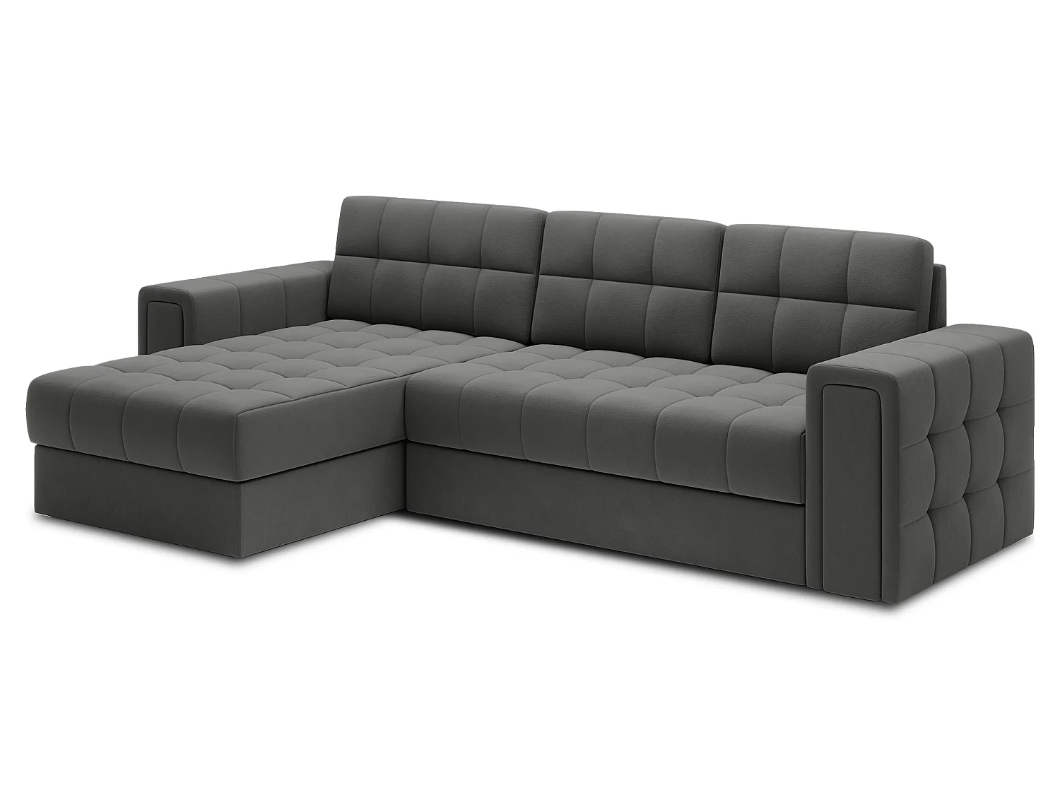 Canapé d’angle réversible convertible KLUMANN en velours – 260cm-Gris foncé