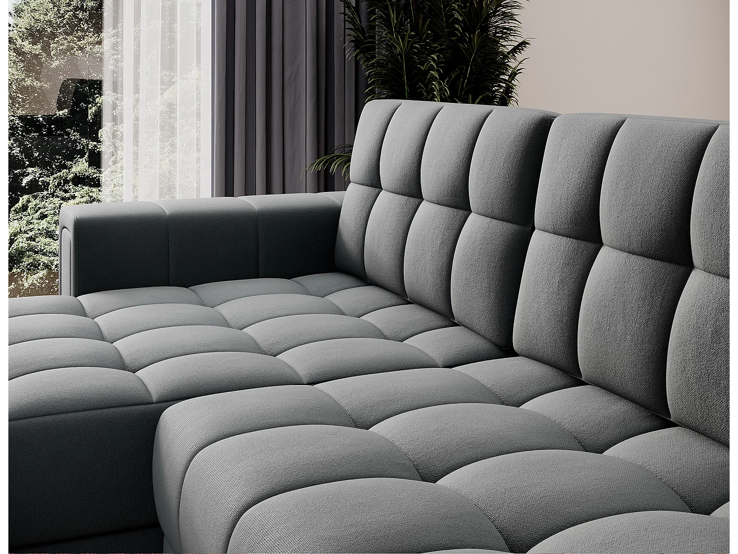 Canapé d’angle réversible convertible KLUMANN en velours – 260cm-Gris foncé