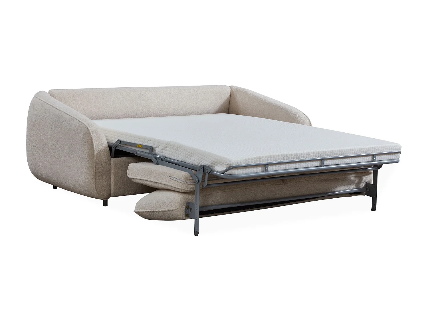 Schlafsofa Convertible Express Naturali Bouclé Creme 3-Sitzer Modern und Bequem