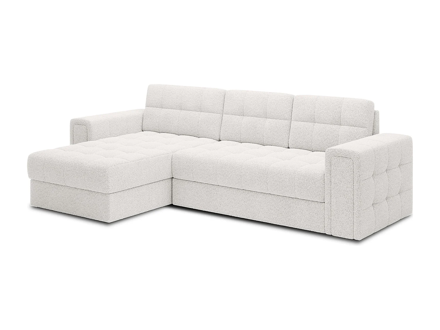 Canapé d’angle velours reversible et convertible Klumann – Élégance et praticité-Blanc