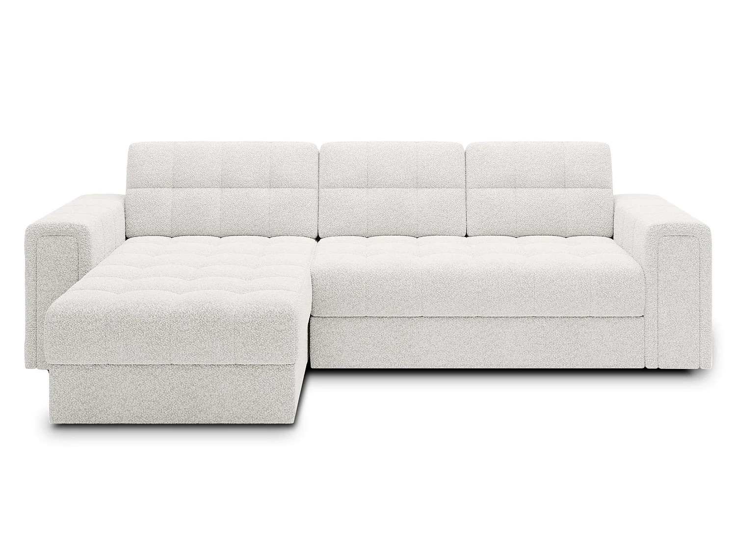 Canapé d’angle réversible convertible KLUMANN en velours – 260cm-Blanc