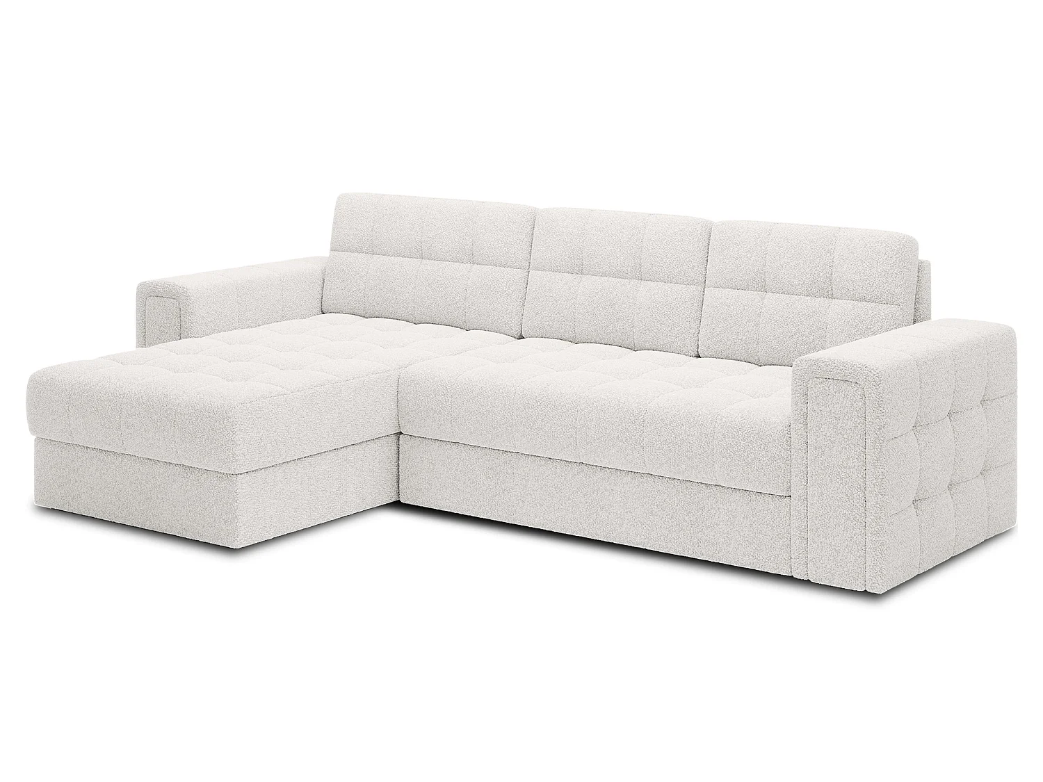 Canapé d’angle réversible convertible KLUMANN en velours – 260cm-Blanc