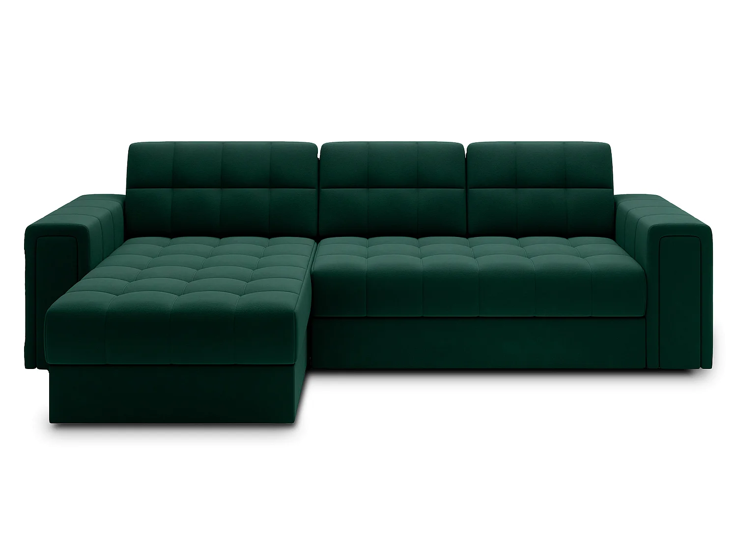 Canapé d’angle réversible convertible KLUMANN en velours – 260cm-Vert foncé