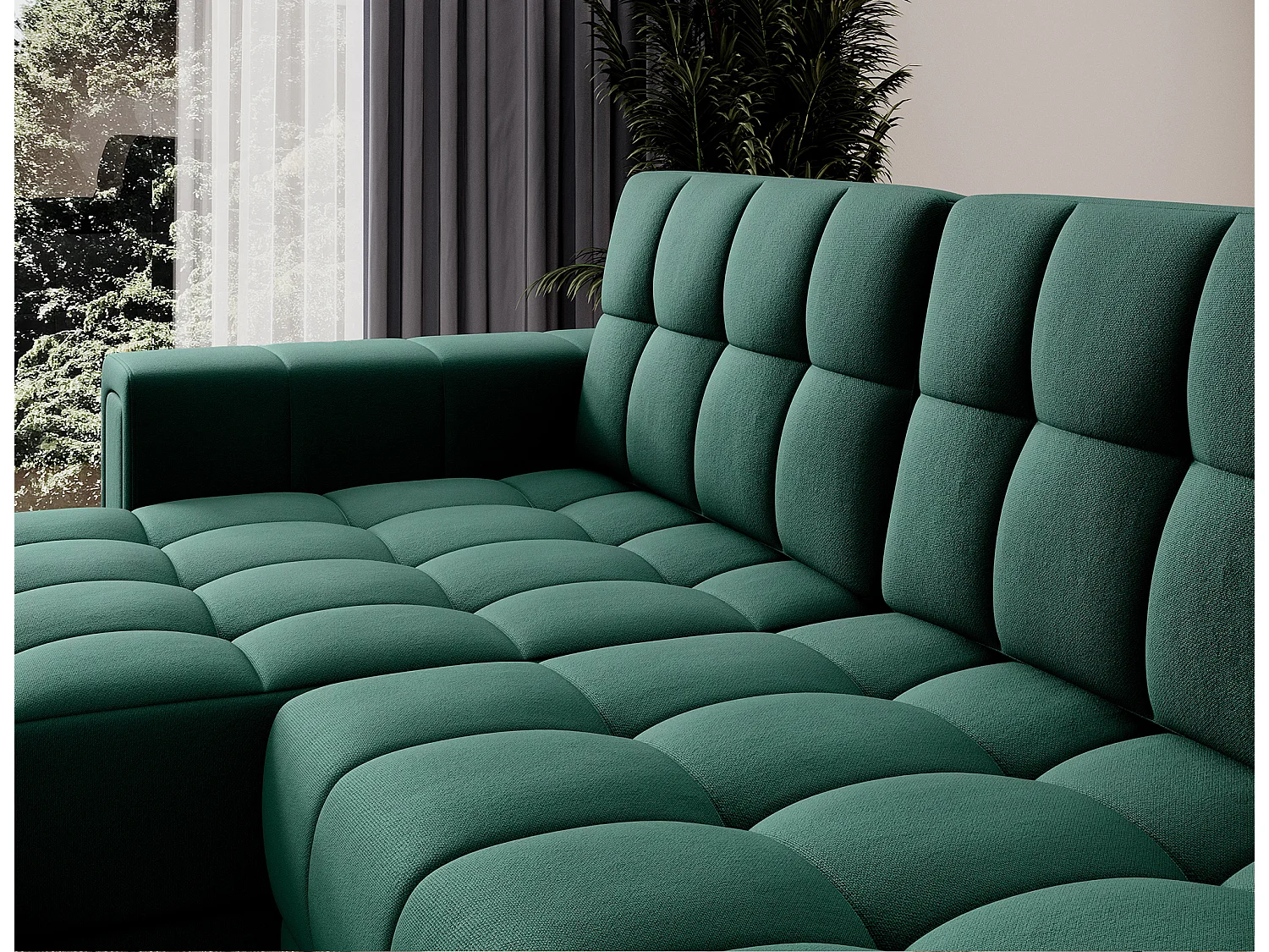 Canapé d’angle réversible convertible KLUMANN en velours – 260cm-Vert foncé