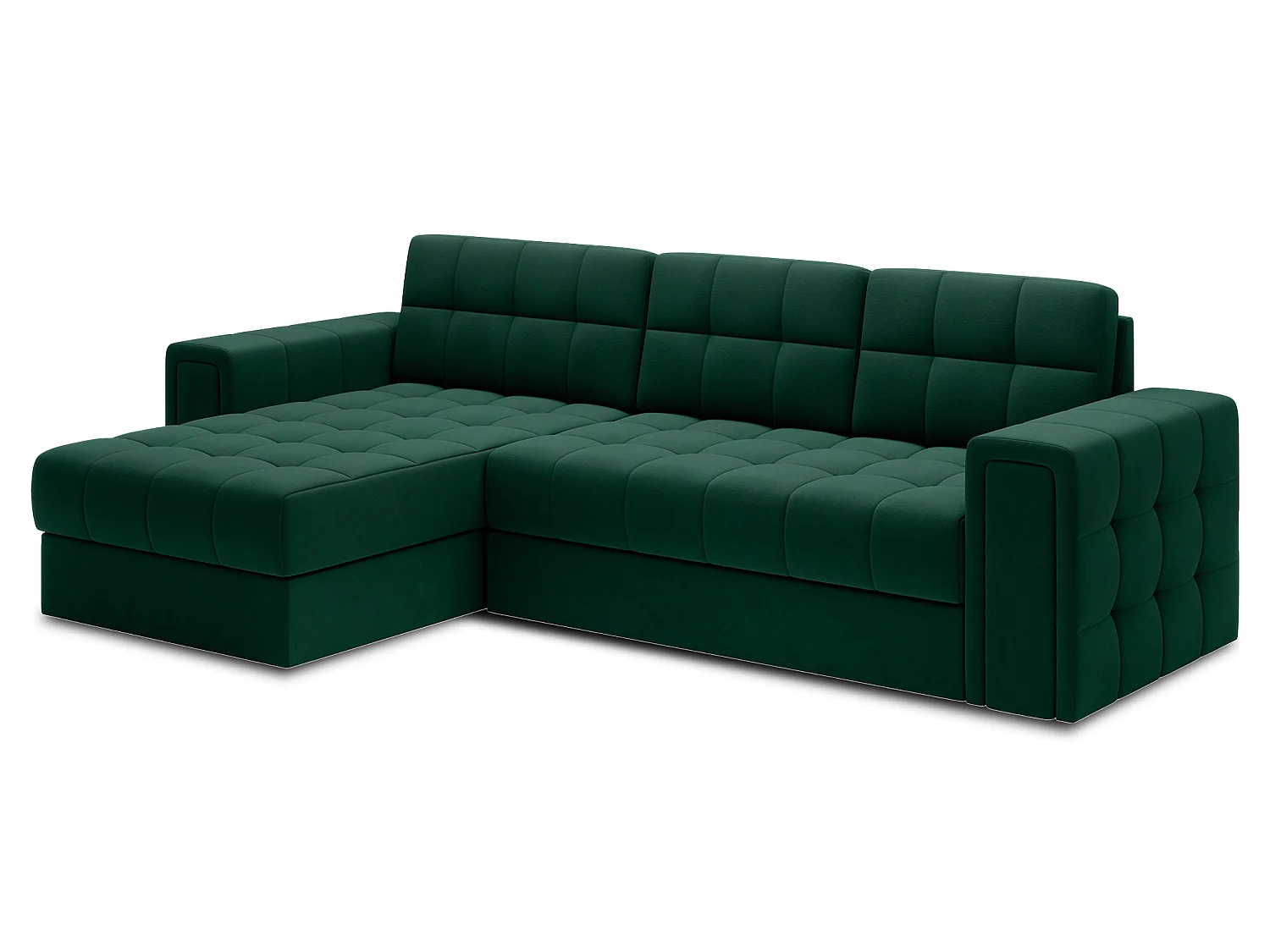 Canapé d’angle réversible convertible KLUMANN en velours – 260cm-Vert foncé