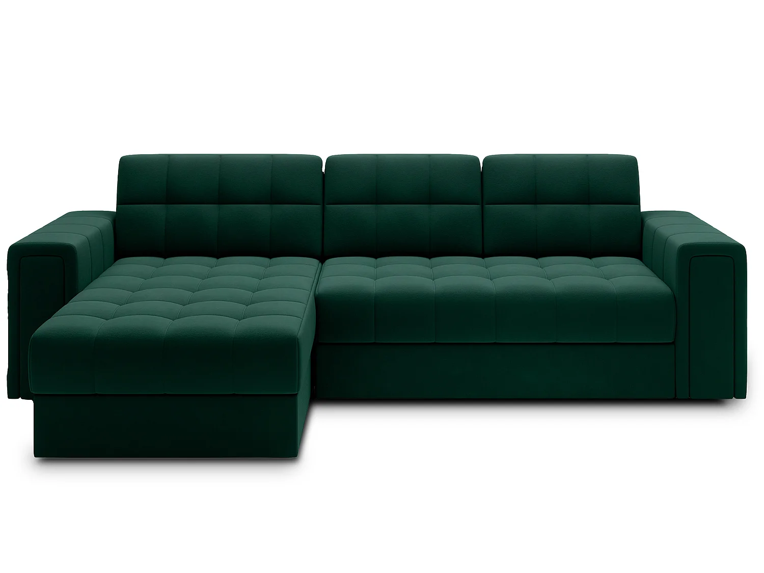 Canapé d’angle réversible convertible KLUMANN en velours – 260cm-Vert foncé